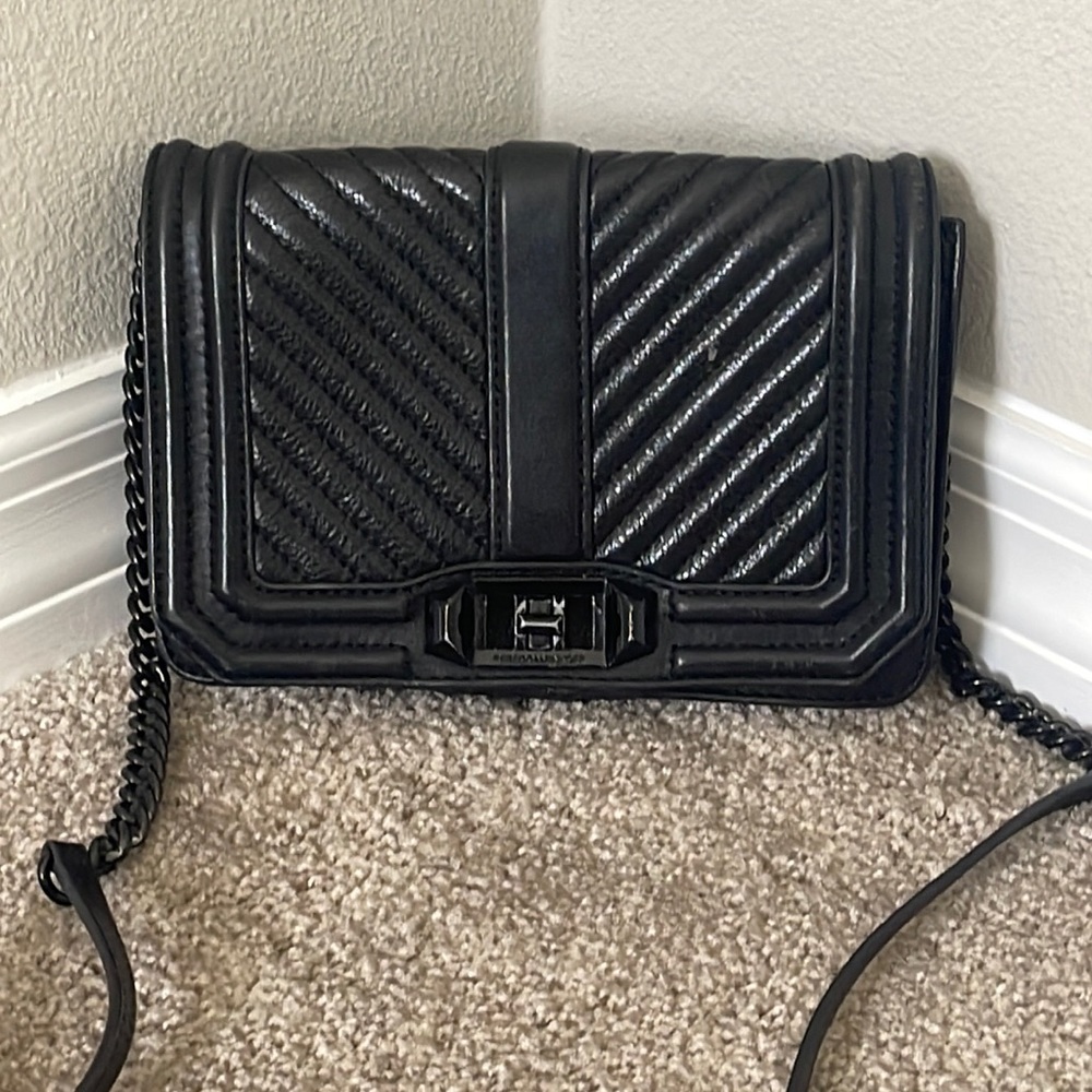 REBECCA MINKOFF BLACK LEATHER SATCHEL